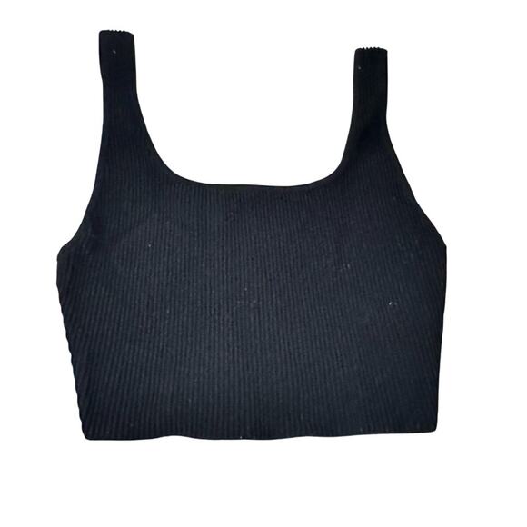 Babaton Sculpt Knit Tank Top Black Ribbed Square Neck Crop Top Size Small - Picture 1 of 5